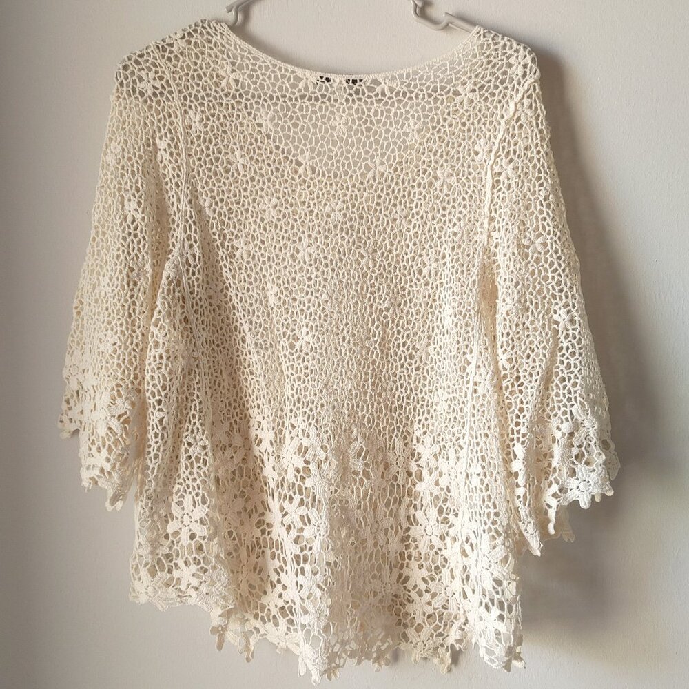 PAPAYA Crochet Floral Boho Top Size Medium - Picture 4 of 4
